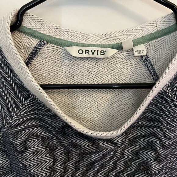 Orvis 100% Thick Cotton Tweed Women’s XS Sweater Top With Green Trim - Picture 3 of 8